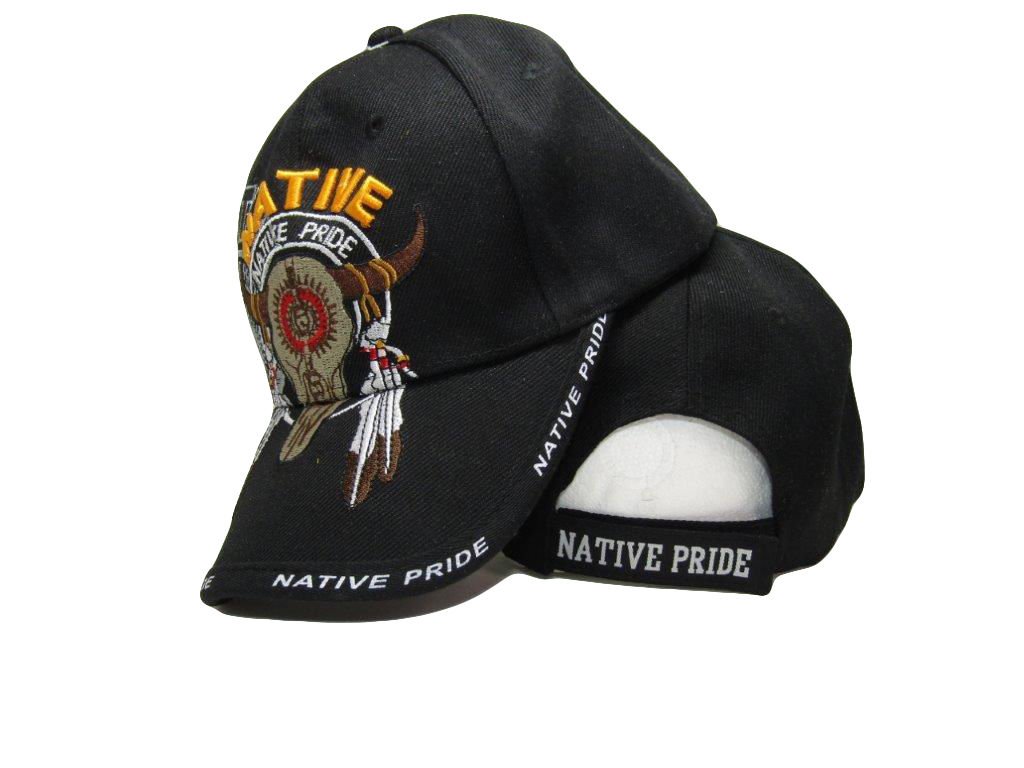 Native Pride American Bull Skull Tribal Shadow Black Embroidered Cap Hat - Stylish Western Cowboy Hat for Men & Women - Perfect for Rodeo, Music Festivals, and Outdoor Adventures