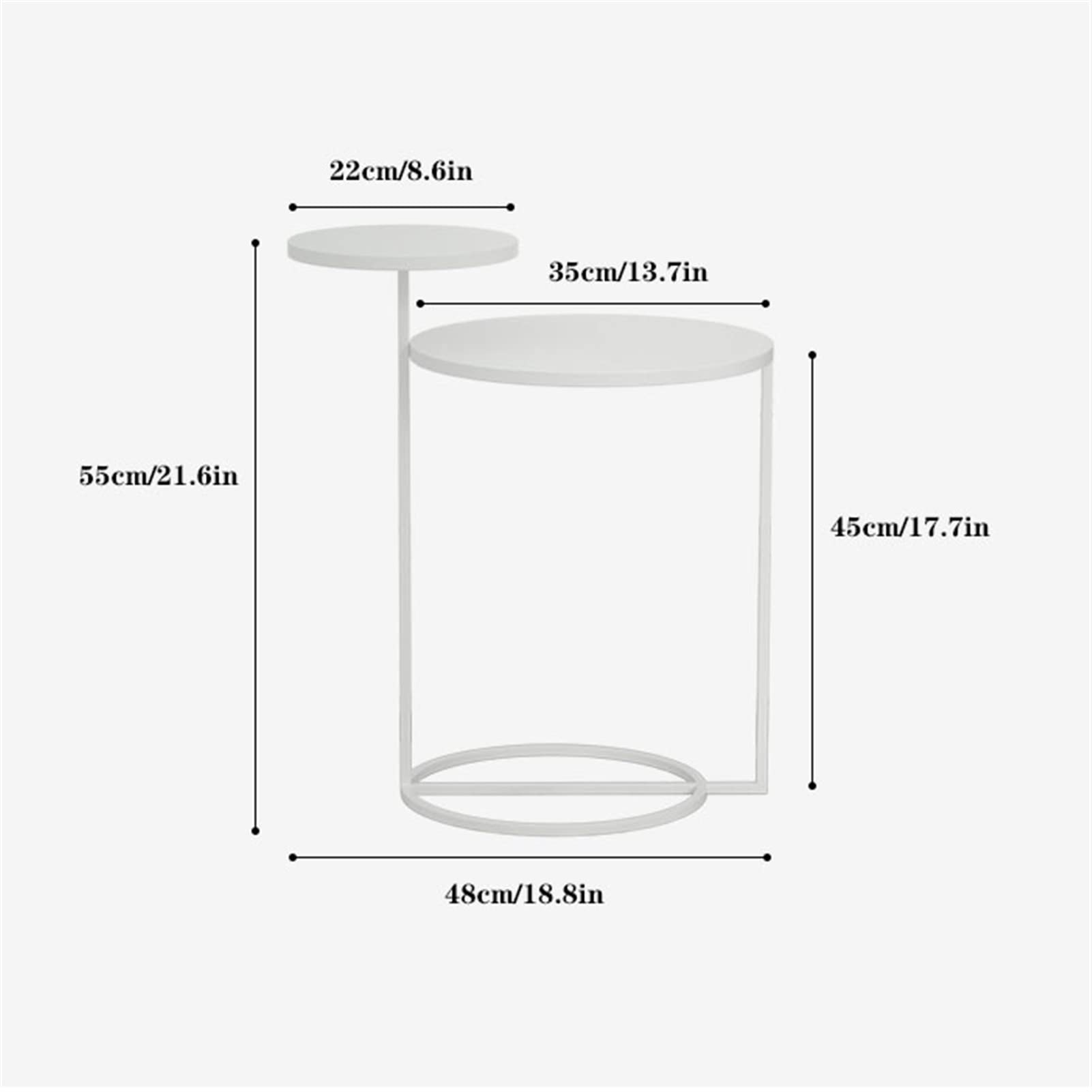 Modern Minimalist Wrought Iron Side Table - End Table, Coffee Table & Tea Table for Living Room, Bedroom, Office or Hotel - Sturdy & Stylish Home Furniture for Coffee Break, Reading Nook or Lounge Area