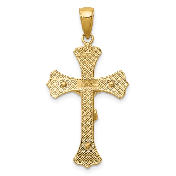 14K Solid Yellow Gold Jesus Christ Crucifix Necklace - Religious Cross Pendant for Women & Men - Perfect for Baptism, First Communion, Confirmation & Daily Faith Jewelry