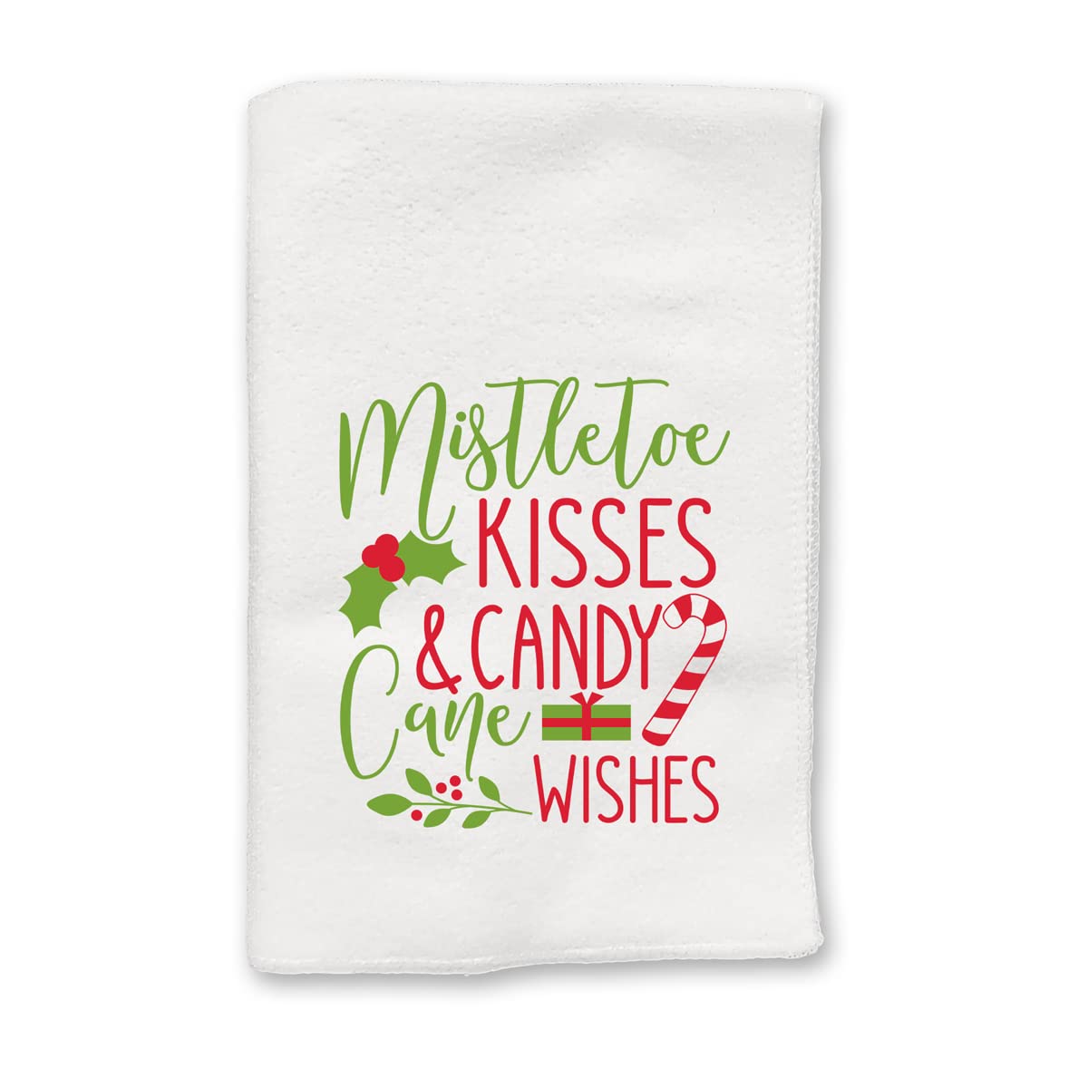 Christmas Decorations | Holiday Hand Towels for Kitchen & Bathroom | Festive Xmas Winter Novelty White Towels | Home Decor & Gift Ideas (Mistletoe Kisses) - Perfect for Holiday Parties, Hostess Gifts & Cozy Home Styling