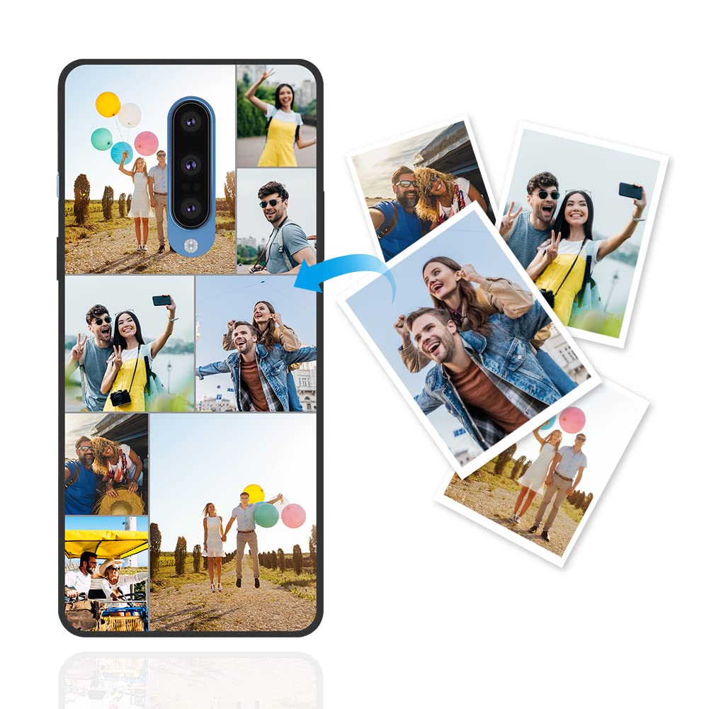 Custom OnePlus 8 Phone Case with Multiple Photos - Soft TPU Protective Cover Anti-Scratch Shockproof Case - Personalized Text & Picture Design (Black) - Perfect for Gifts, Travel & Everyday Protection