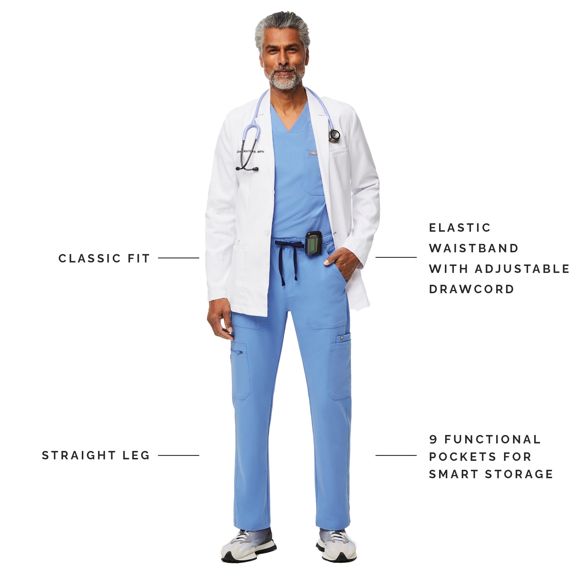 FIGS Men's Cairo Cargo Scrub Pants - Classic Straight Leg Medical Pants with 9 Pockets & 4-Way Stretch | Anti-Wrinkle, Comfort Fit for Doctors, Nurses & Healthcare Professionals | Perfect for Hospital Shifts & Clinical Work