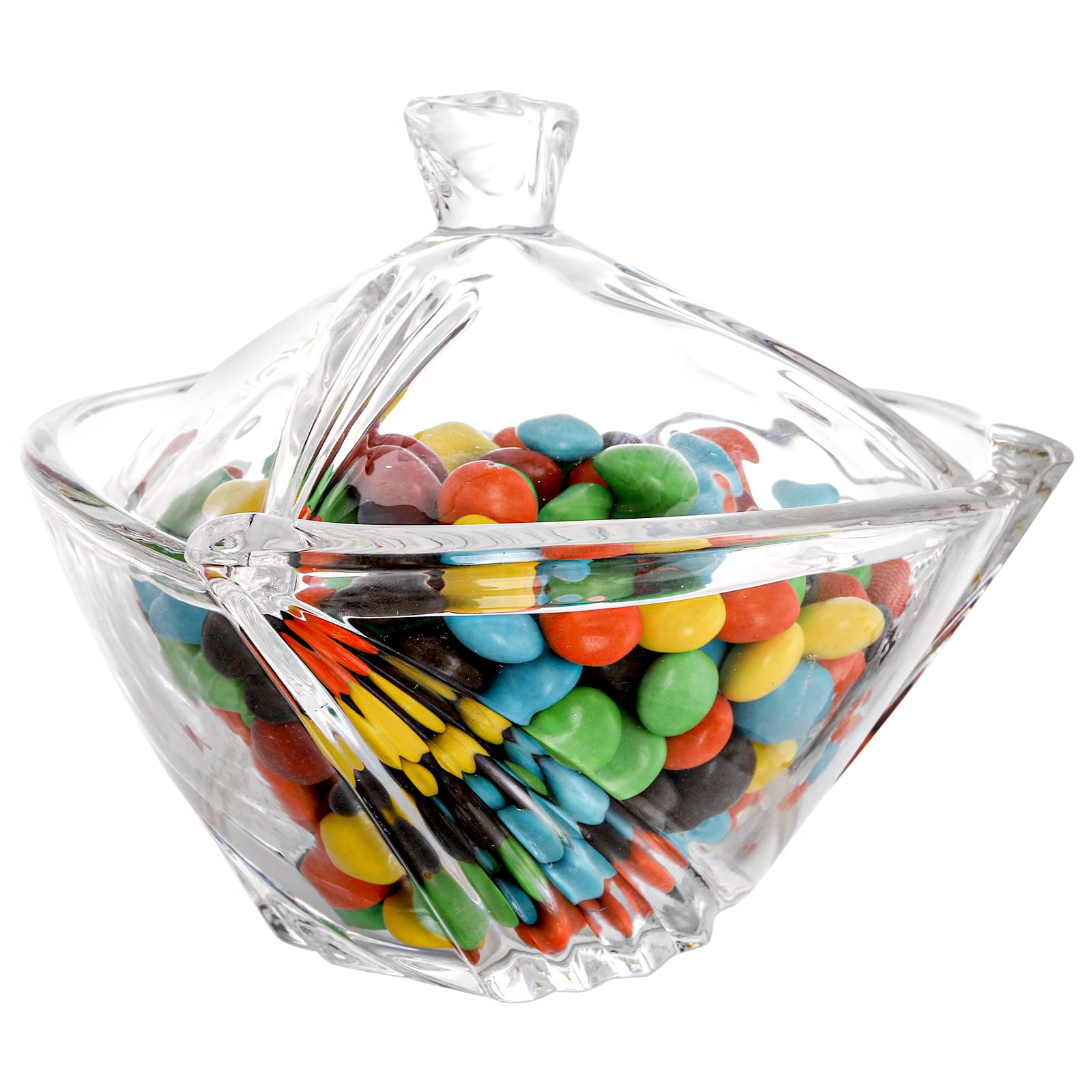 SOUJOY 2-Pack Glass Candy Dish with Lid - Clear Covered Candy Bowl & Retro European Style Jar for Home, Kitchen, Office - Perfect for Halloween Treats, Party Snacks & Table Decor