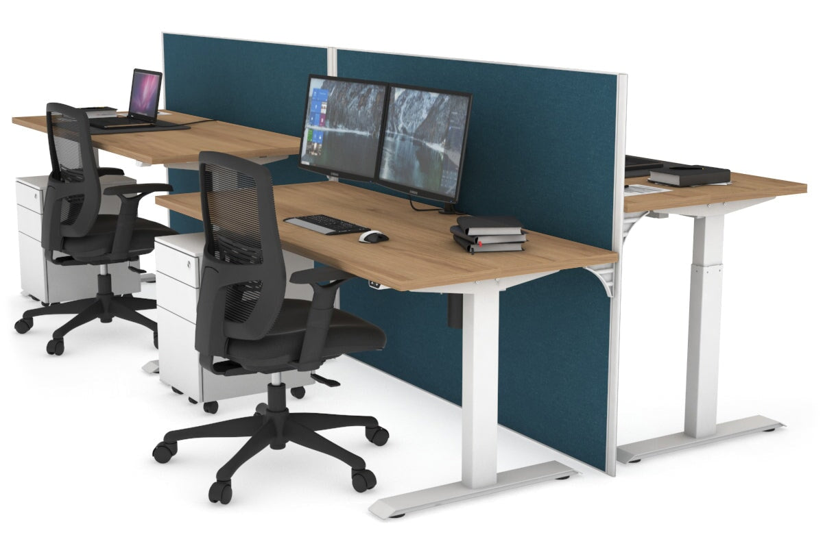 Just Right Height Adjustable 4-Person Workbench [1400L x 700W] - Heavy Duty Industrial Workstation for Factory, Warehouse & Workshop Use