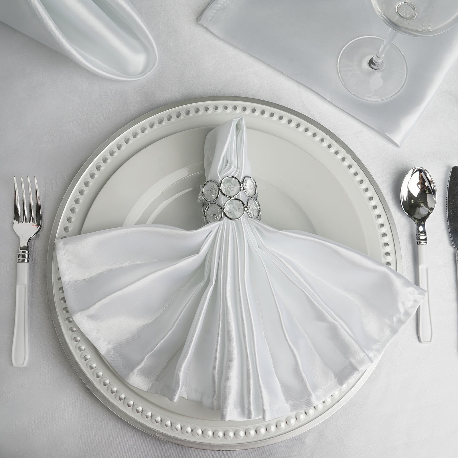 30-Pack 20-Inch White Satin Dinner Napkins for Wedding, Reception, Catering & Home Decor - Elegant Table Setting for Parties & Special Events