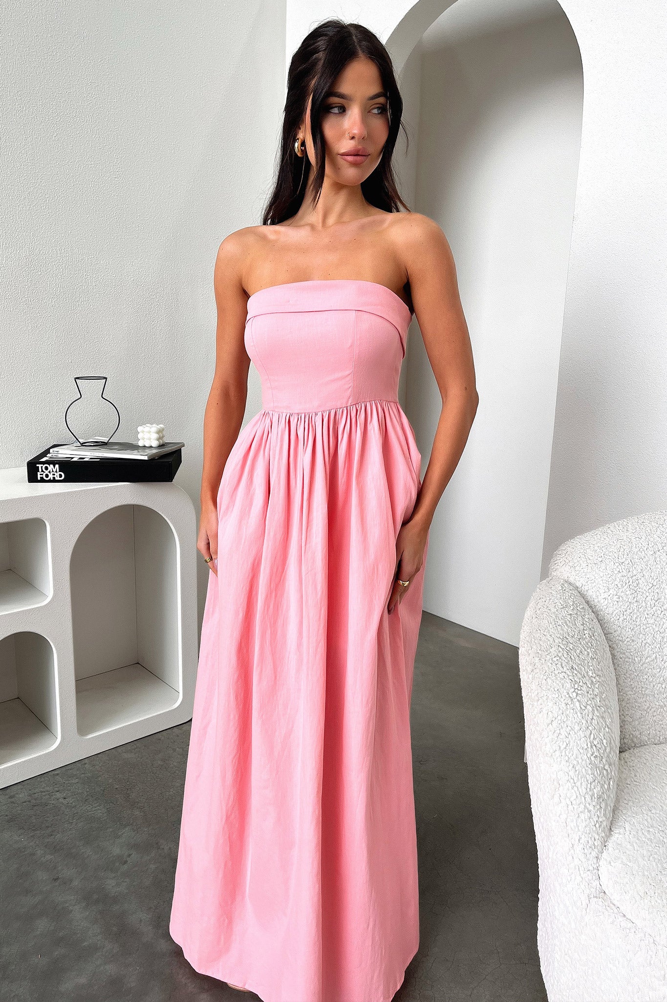 Cornell Women's Maxi Dress - Flowy Long Summer Dress in Pink, Perfect for Beach, Vacation & Casual Outings