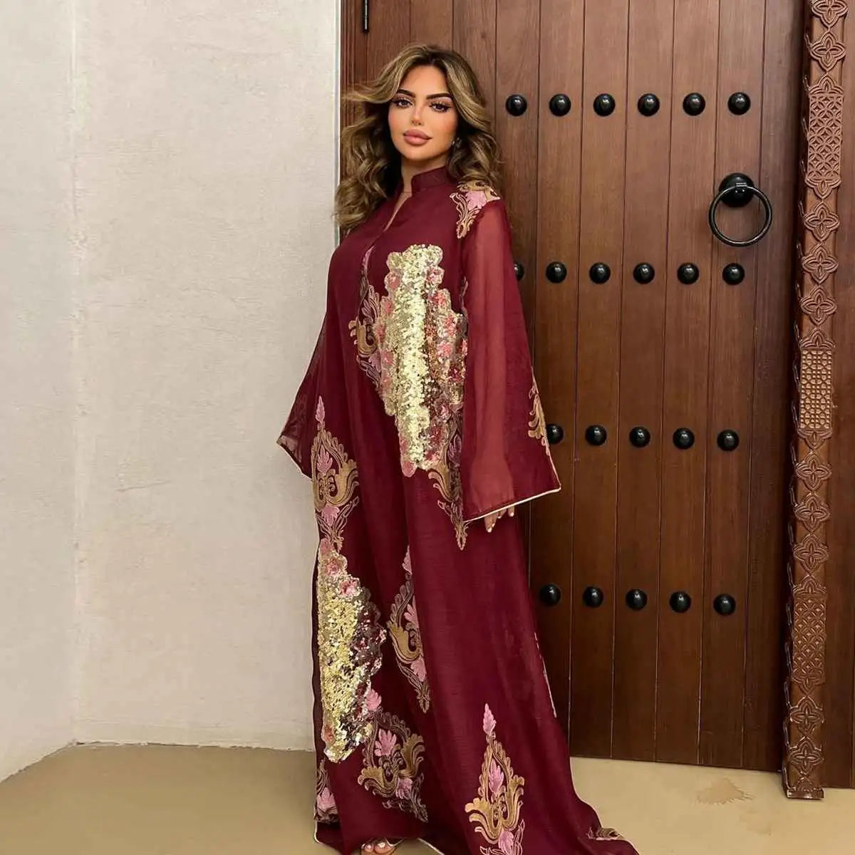 Elegant Sequin & Embroidered Women's Caftan Kaftan Dress - Eid Jalabiya for Special Occasions & Evening Parties