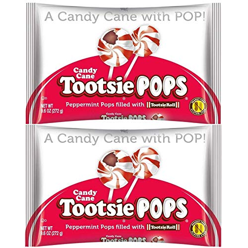 Peppermint Candy Cane Tootsie Pops - 2 Pack Bulk Christmas Candy for Stocking Stuffers, Holiday Parties & Office Treats