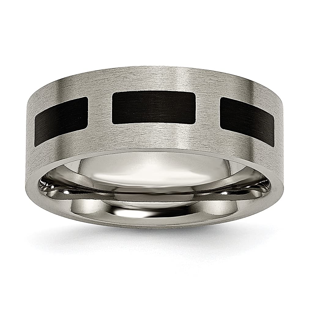 ICE CARATS 8mm Titanium Black Rubber Band Ring for Men - Wedding, Fashion Jewelry, Gifts for Dad, Husband & Him - Perfect for Everyday Wear, Anniversary & Special Occasions