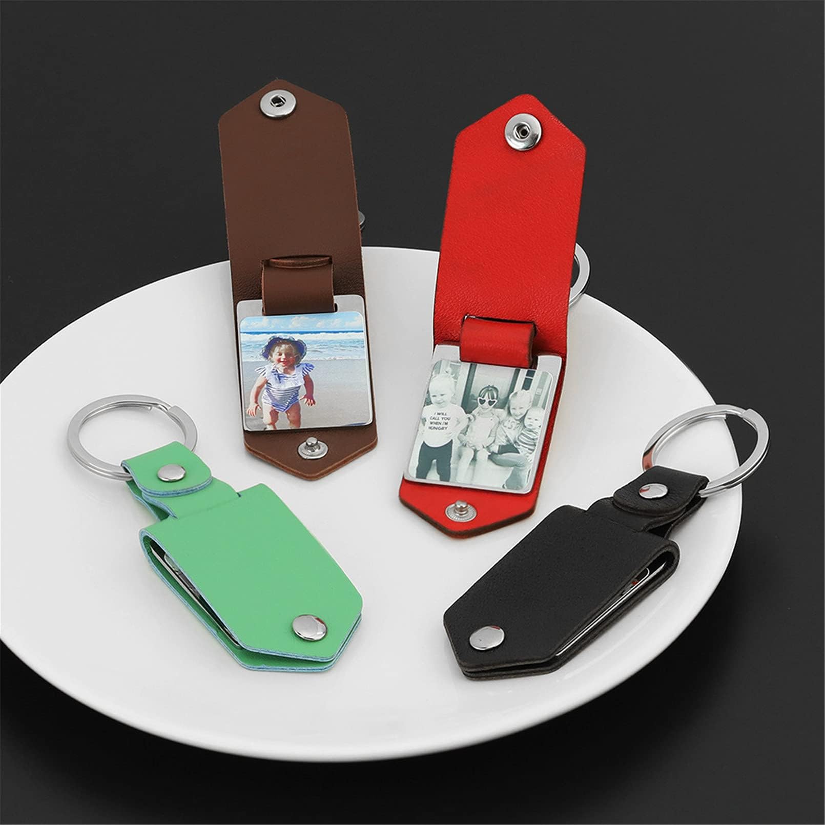 Personalized Genuine Leather Keychain for Men - Custom Photo & Engraved Name Key Ring - Unique Gift for Dad, Husband, Father - Perfect for Birthdays, Anniversaries & Special Occasions