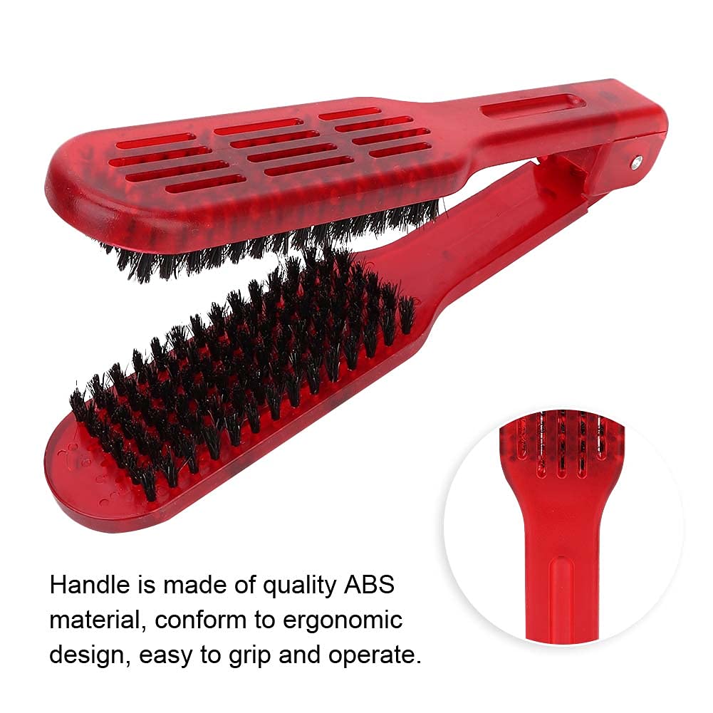 V-Shaped Hair Straightening Brush with Double-Sided Anti-Static Design - Professional Styling Comb for Women & Men - Perfect for Home Use, Salon & Barber Shop (Red) - Ideal for Smoothing, Straightening & Creating Sleek Hairstyles