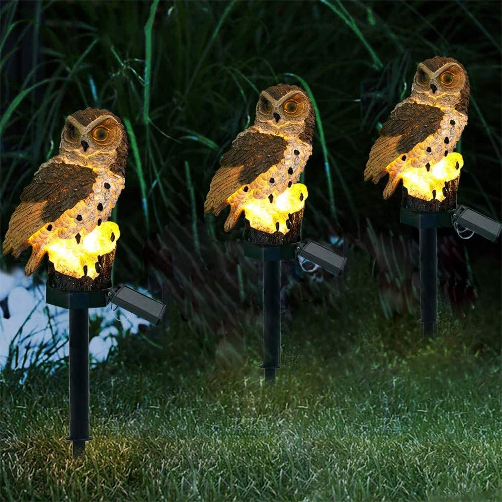 Solar Powered Owl Shaped LED Garden Lights - Waterproof Outdoor Solar Stake Lights for Walkway, Pathway, Yard & Patio Decoration