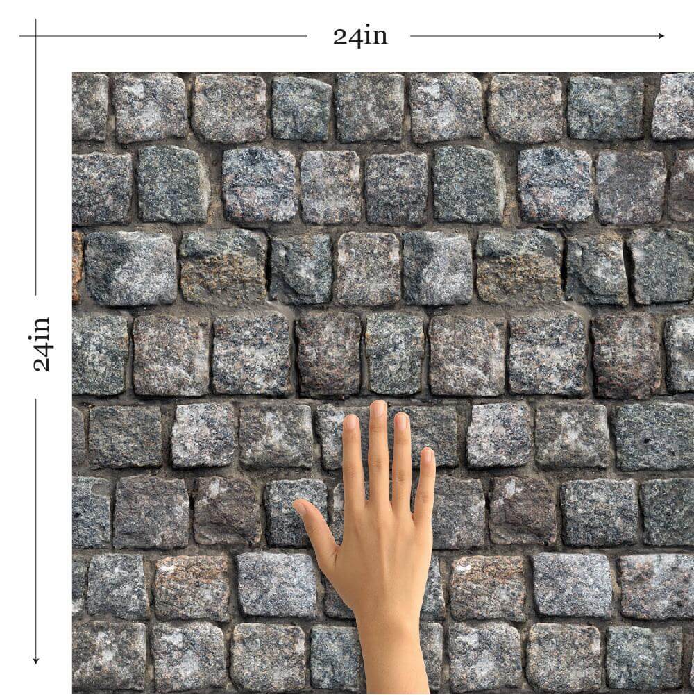Brown & Grey Stone Peel and Stick Removable Wallpaper - Self-Adhesive Faux Stone Wall Covering for Bedroom, Living Room, Kitchen, Office Decor