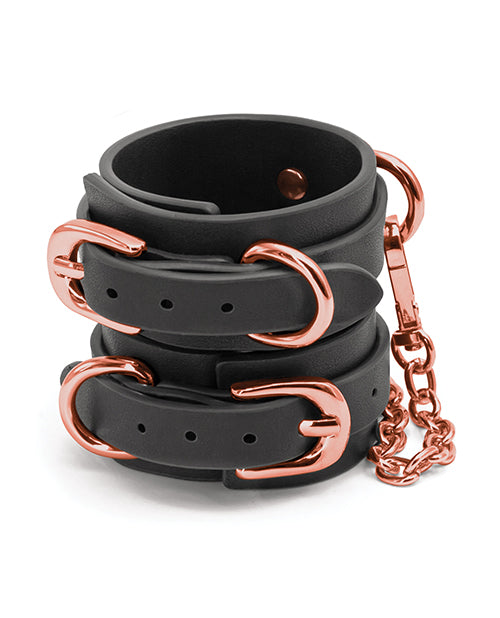 Bondage Couture Wrist Cuffs - Premium Black Leather Restraints for BDSM, Couples Play & Roleplay - Perfect for Bedroom Accessories and Sensual Exploration