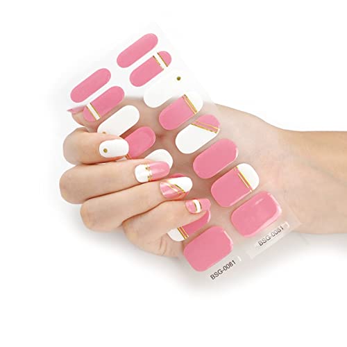 20 Pack Semi-Cured Gel Nail Polish Strips - Long-Lasting UV/LED Gel Nail Wraps with 20 Extra Stickers | DIY Salon-Quality Manicure at Home for Parties, Weddings & Special Occasions