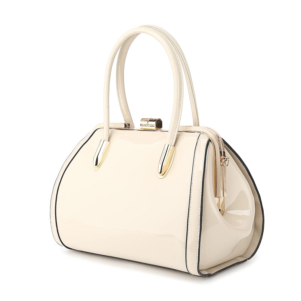 Stylish Patent Leather Handbags for Women - Top Handle Kiss Lock Satchel Shoulder Bags & Crossbody Purses | Perfect for Work, Travel & Evening Events