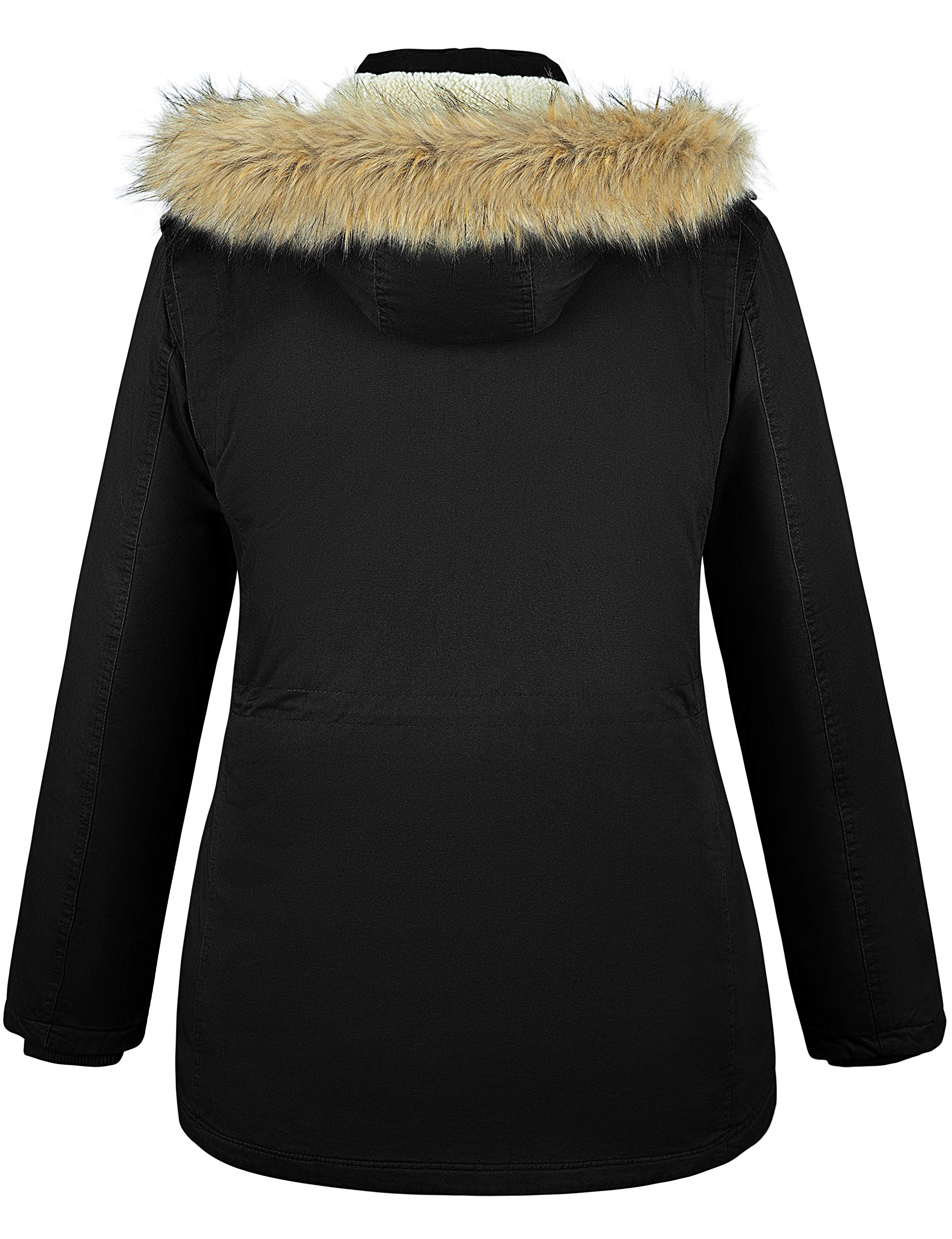 Soularge Women's Plus Size Winter Coat with Sherpa Lining & Detachable Hood - Warm Fleece Jacket for Cold Weather, Outdoor Activities & Casual Wear
