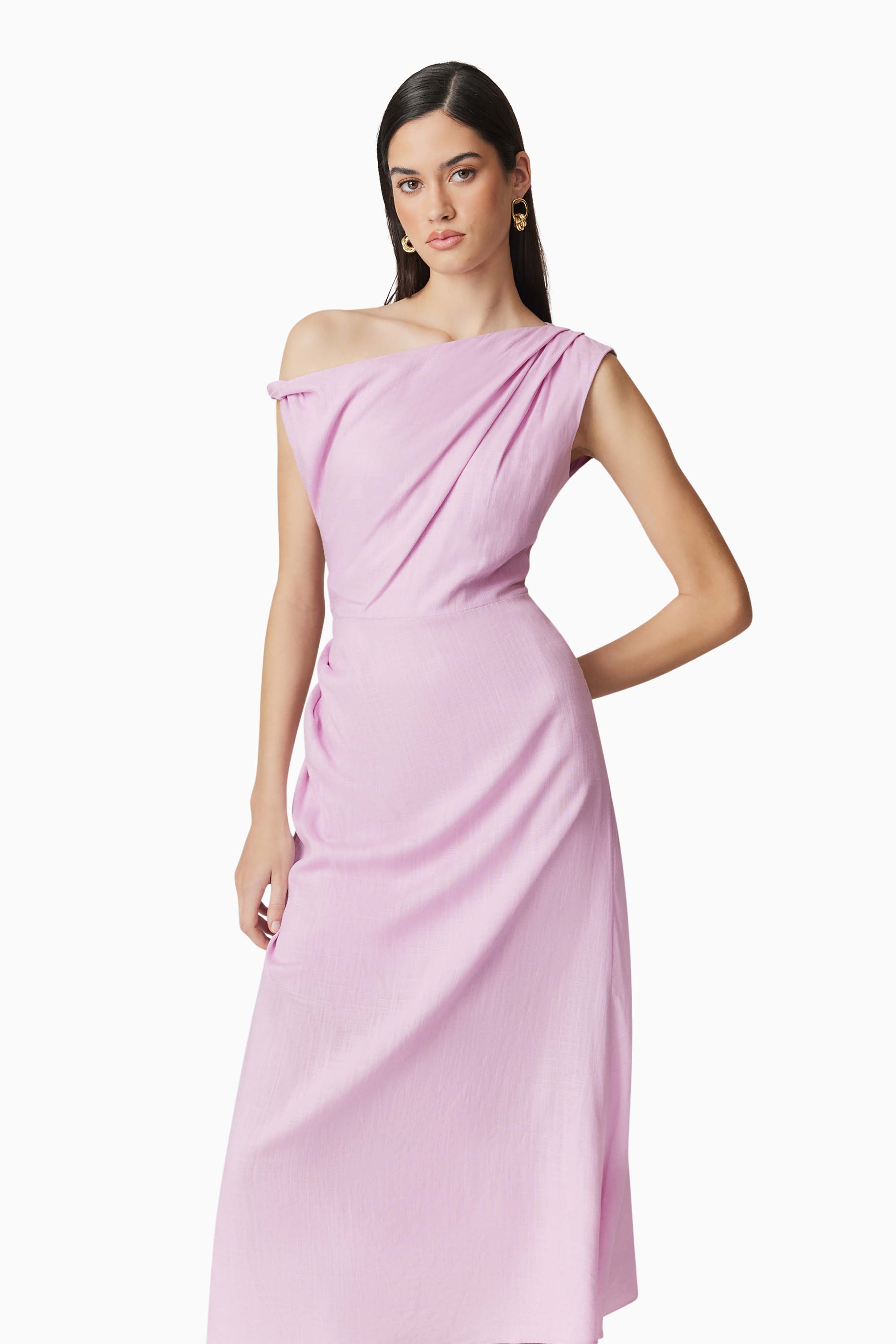 Lilac Kara Midi Dress - Elegant Floral Print Party Dress for Women | Perfect for Weddings, Cocktail Parties & Date Nights