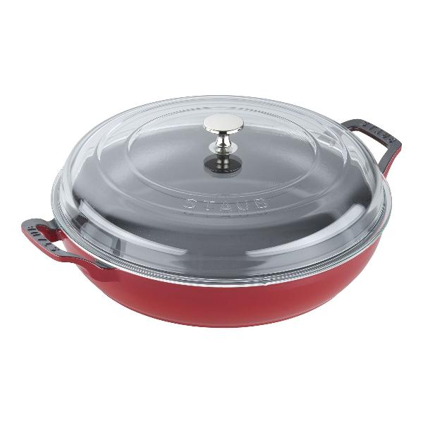 Staub Enameled Cast Iron Braiser with Glass Lid - 5.5 Qt Dutch Oven for Roasting, Baking & Searing - Perfect for Stovetop, Oven & Serving Dishes