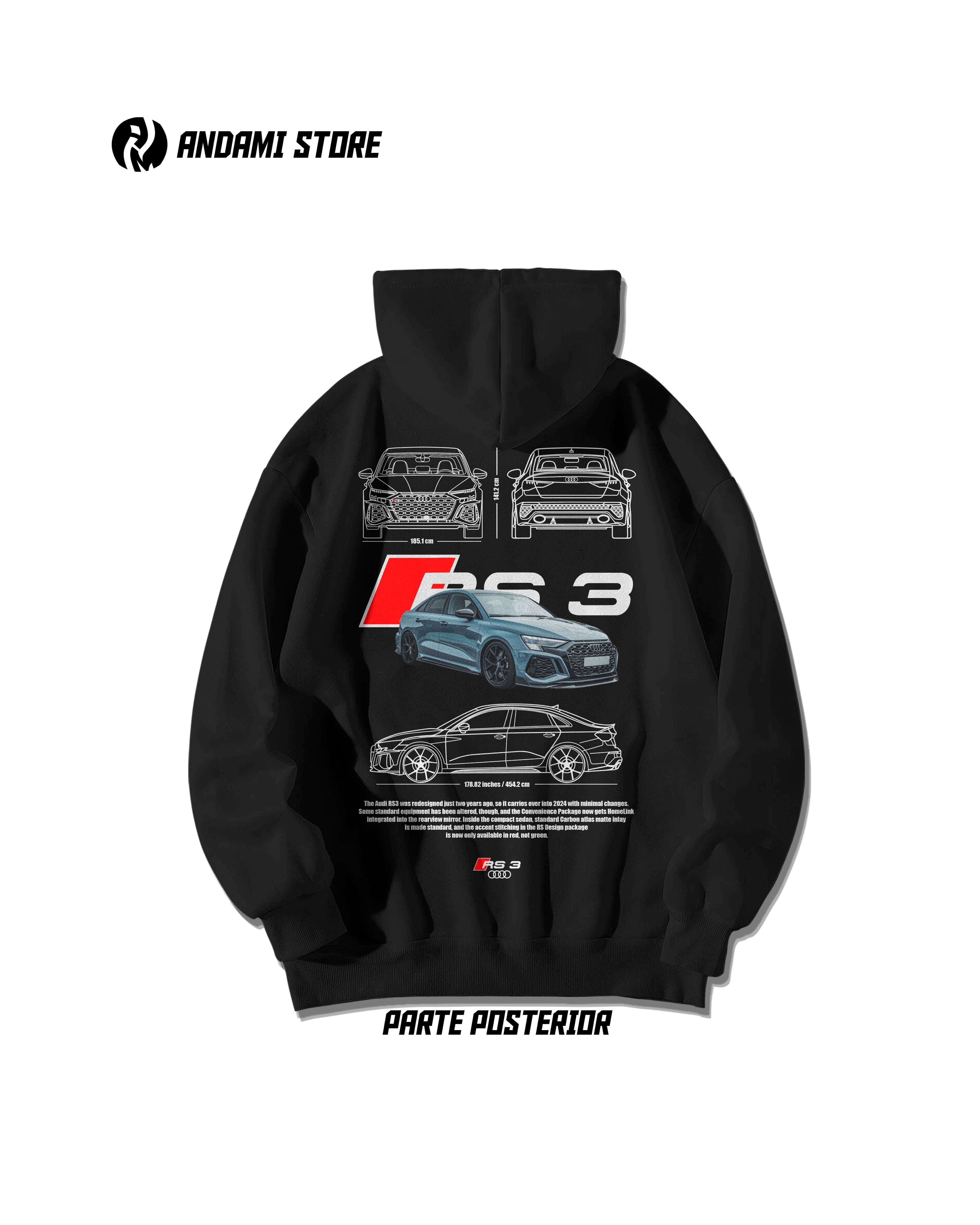 Audi RS3 Hoodie for Men & Women - Premium Cotton Pullover Sweatshirt - Perfect for Casual Wear, Street Style & Car Enthusiasts