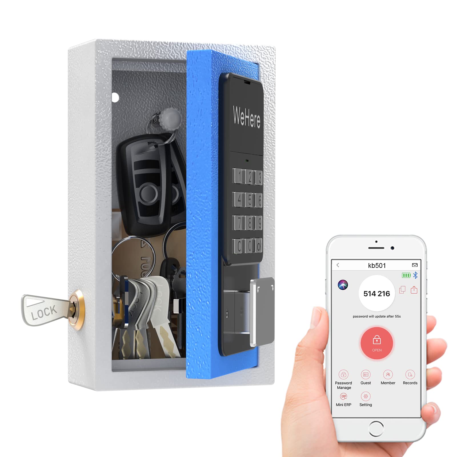 Wall Mount Key Lock Box for House Keys - OTP/APP/Fixed Code Entry, Outdoor Key Safe for Realtors, Vacation Homes, Garage & Store Access | Secure Key Storage Solution