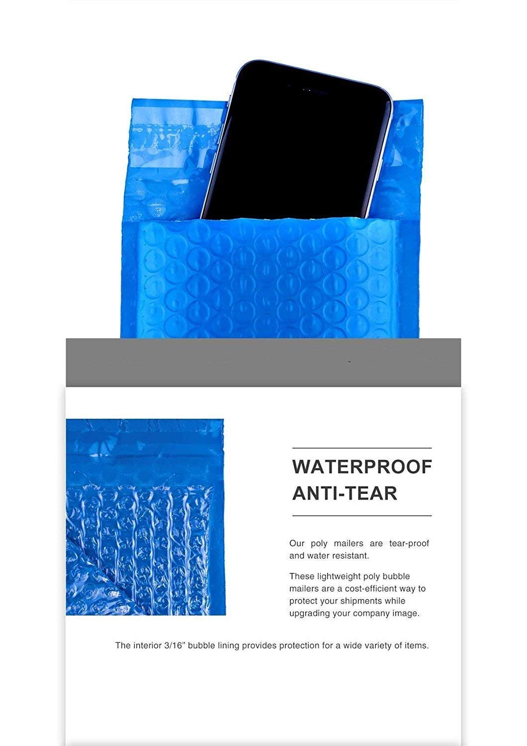 ProLine #0 Blue Poly Bubble Mailers 6x10 Inches - 1000 Padded Envelopes for Shipping, Ecommerce & Small Business Packaging - Perfect for Mailing Jewelry, Crafts & Fragile Items