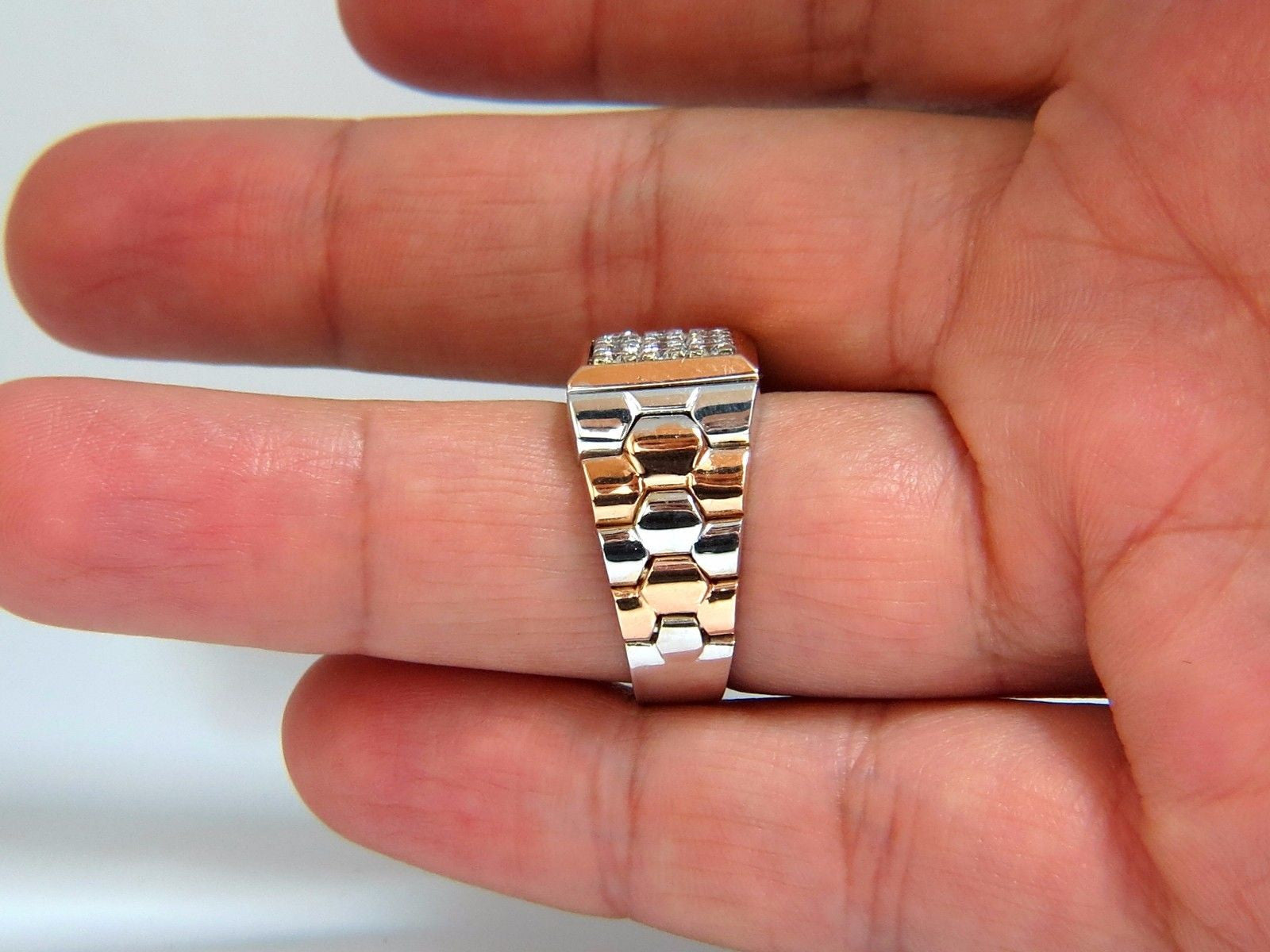 1.02ct Natural Diamond Men's Ring with Flexible Watch Band - 18K Gold, G/VS Clarity, 15 Grams - Perfect for Weddings, Anniversaries & Special Occasions