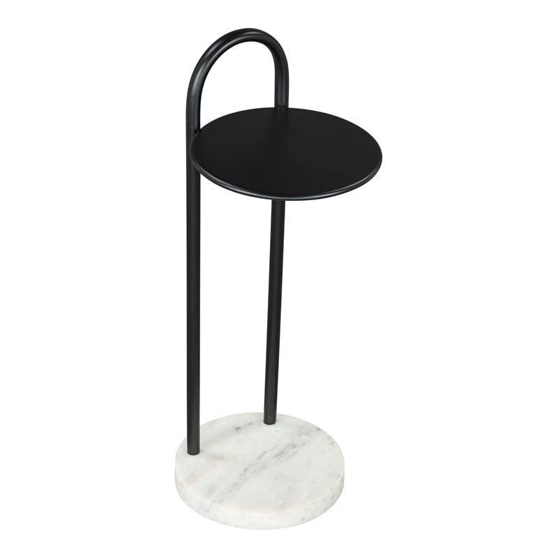 Modern Black and White Iron & Marble Side Table - Elegant Living Room End Table, Nightstand or Bedside Accent - Perfect for Home Decor, Apartments & Office Spaces