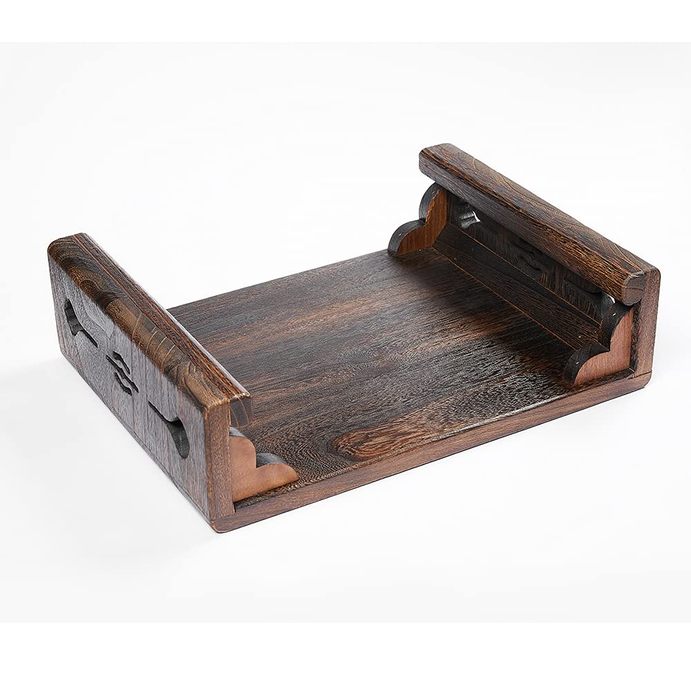 **Low Wood Stool - Rectangular Bed Step Stool with Large Surface | Step Ladder for Kitchen & Bathroom | Foot Rest Stool for Under Desk | Portable Bed Table for Laptop & Tea - Perfect for Home, Office & Relaxation**
