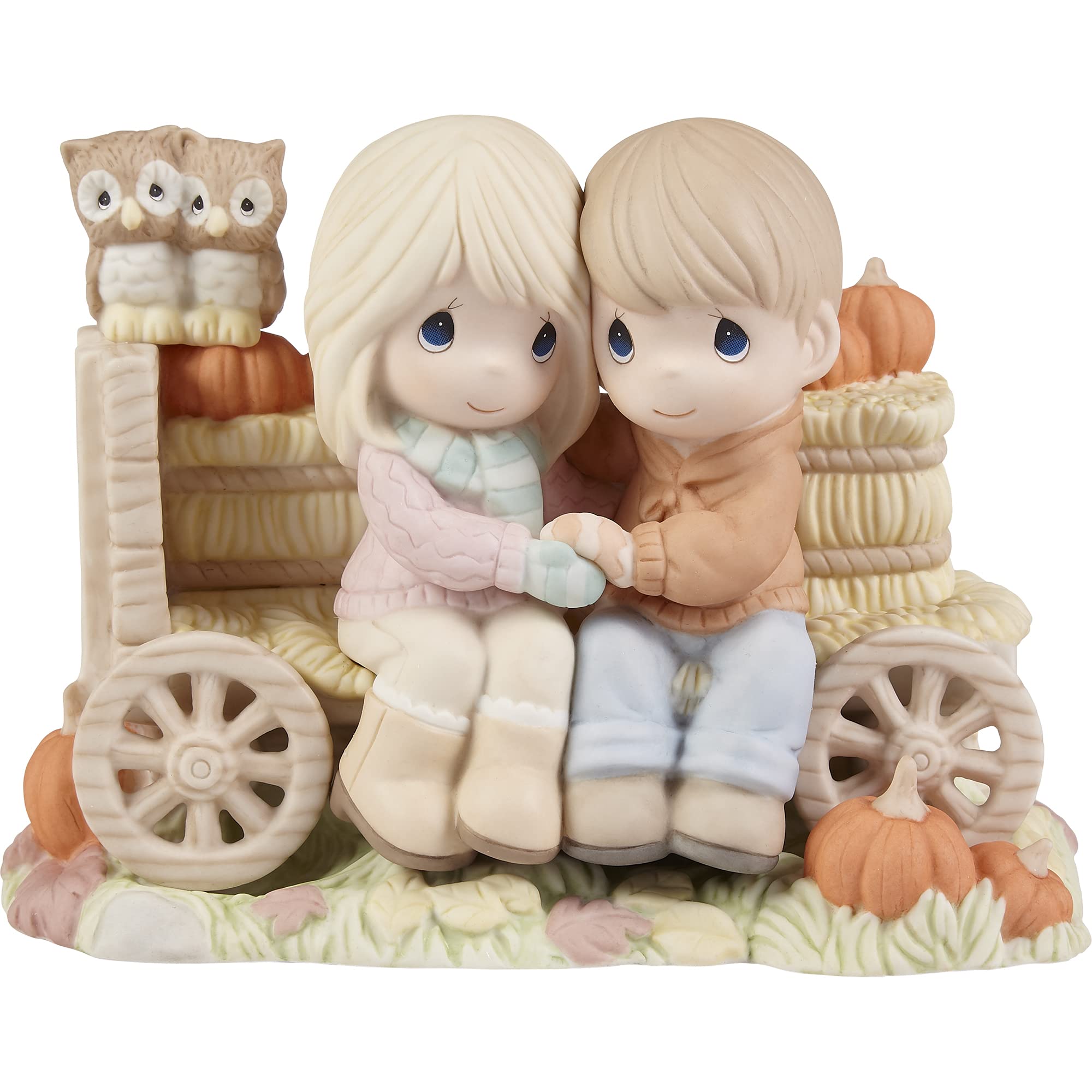 Precious Moments 221022 Falling Into Fun with The One I Love Limited Edition Bisque Porcelain Figurine - Romantic Gift for Couples, Anniversary Present, Home Decor for Valentine's Day