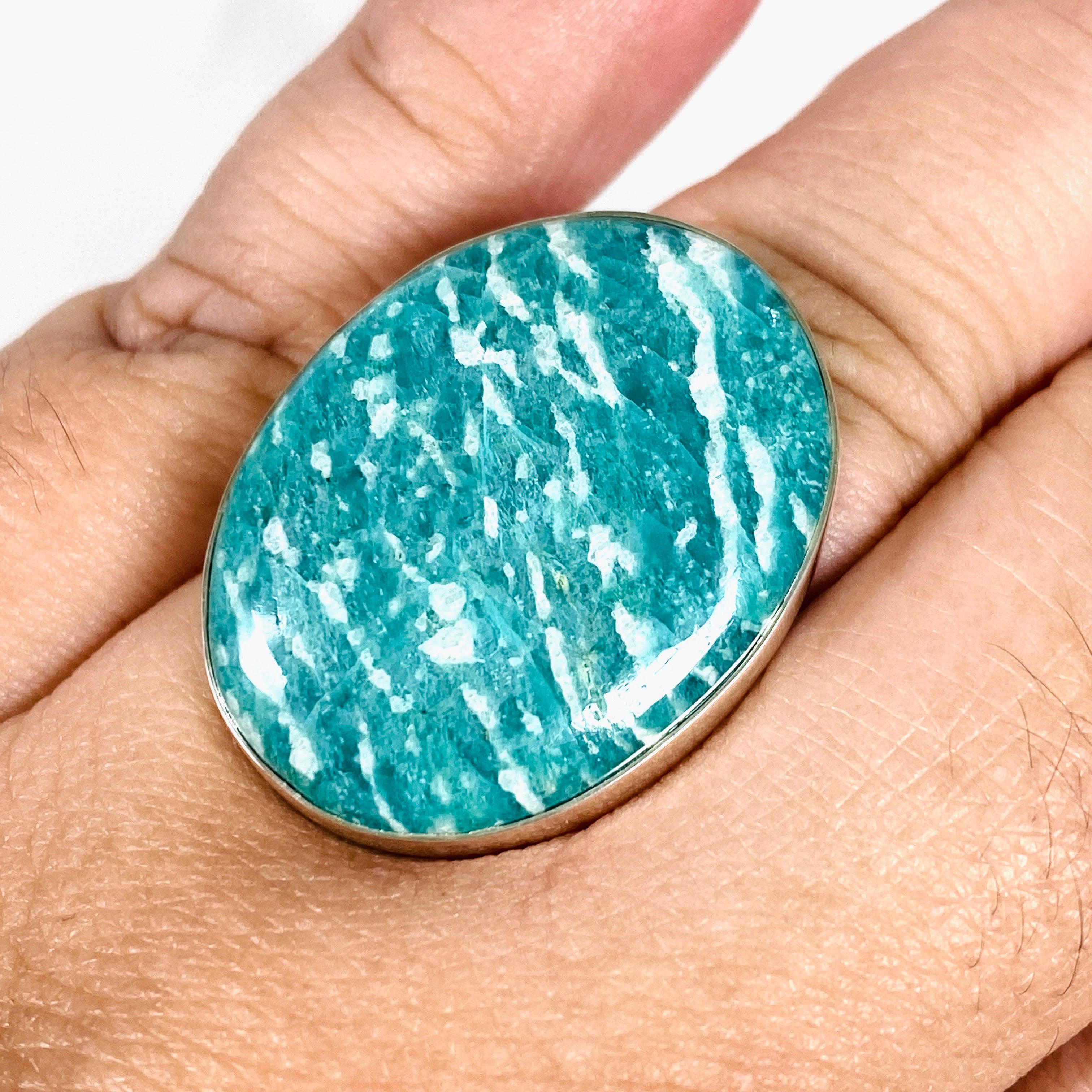 Amazonite Oval Ring Size 11 - KRGJ2890 - Elegant Gemstone Jewelry for Women, Perfect for Weddings, Parties & Everyday Wear