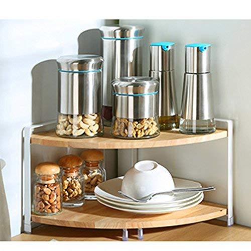 TANGIST Vintage Solid Wood Spice Rack Organizer - Wooden Floor Storage Shelf for Kitchen, Bathroom & Living Room - Perfect for Organizing Spices, Books & Home Decor