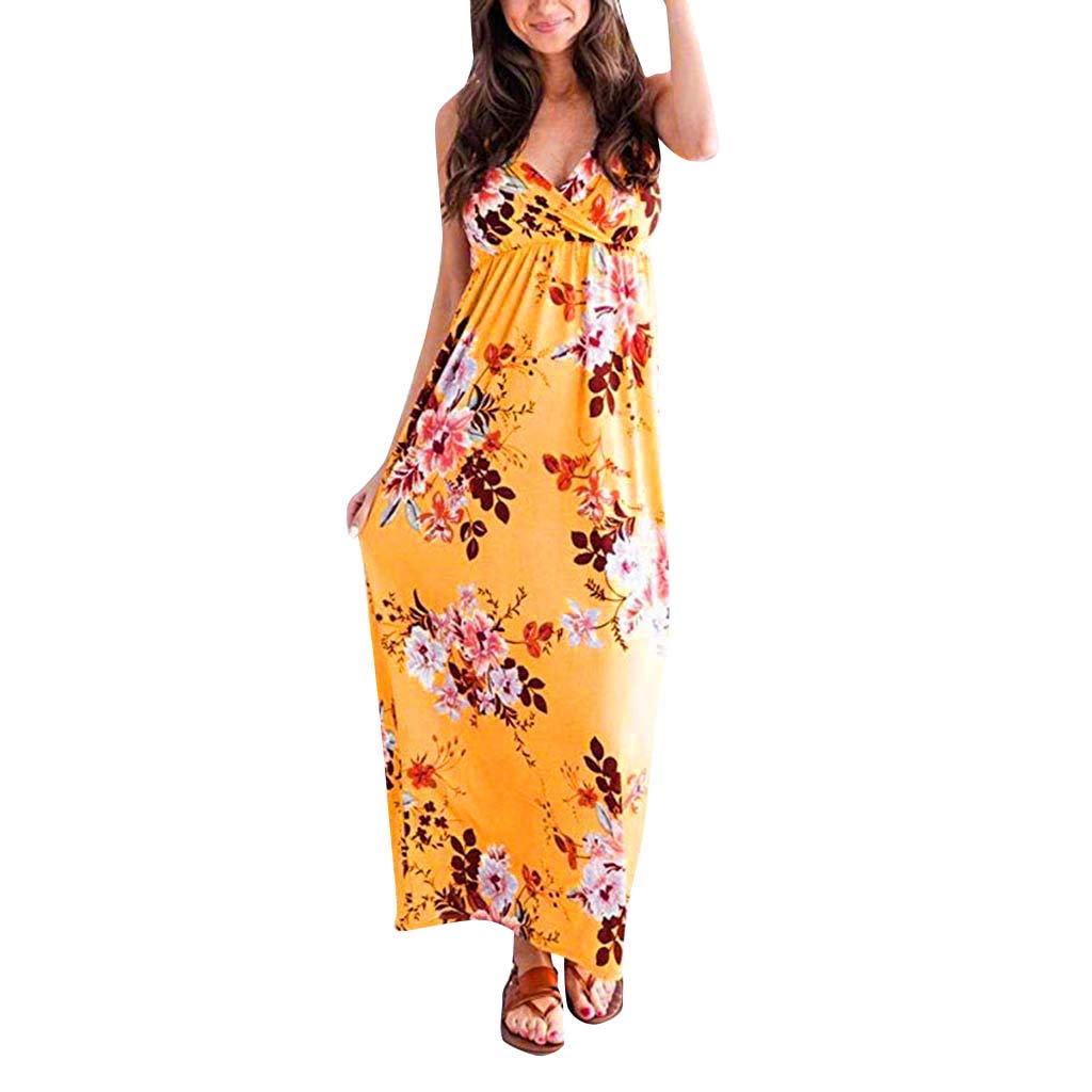 Alalaso Women's Floral V-Neck Spaghetti Strap Swing Dress - Summer Casual Sundress for Beach, Vacation & Date Night