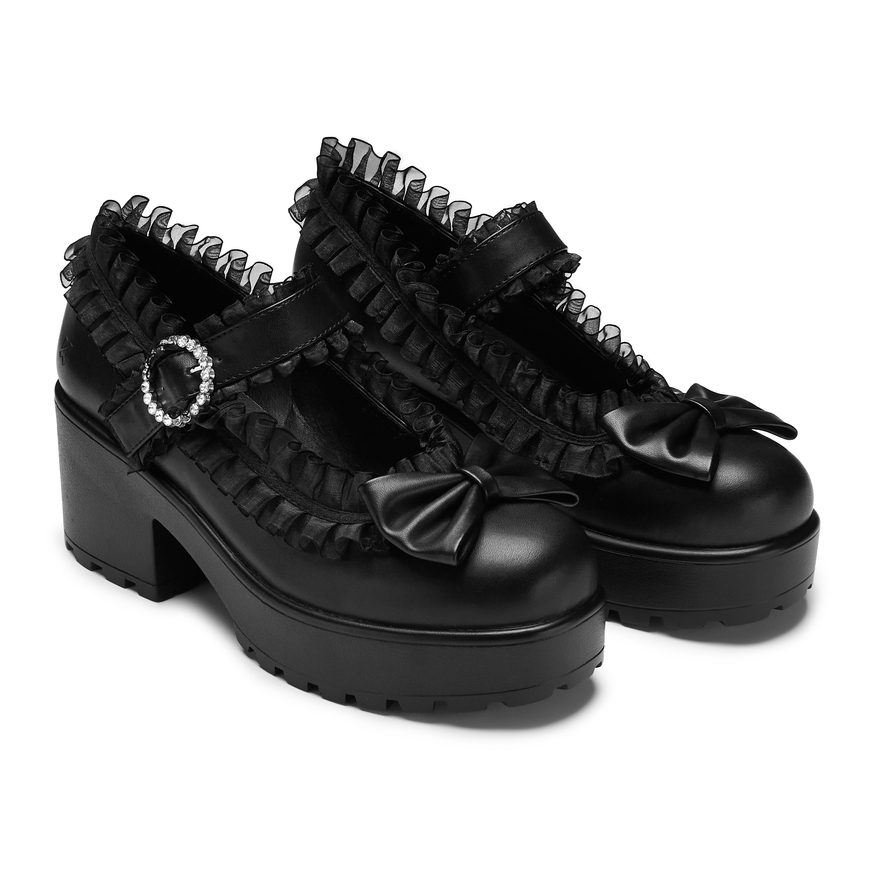 Tira Ruffle Mary Jane Shoes for Women - Dark Delights Edition | Elegant Vintage Style Flats with Bow Detail | Perfect for Weddings, Parties & Office Wear