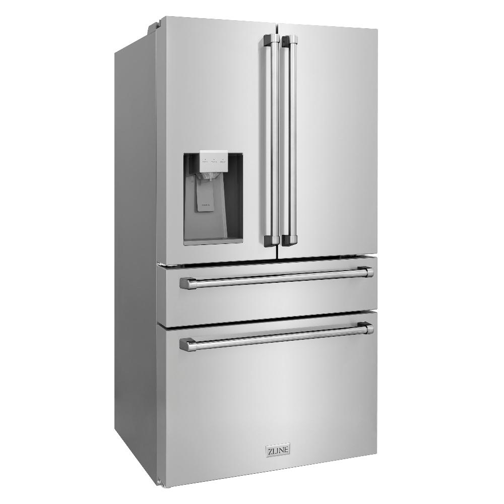 ZLINE 36 Inch Counter Depth French Door Refrigerator - 21.6 cu.ft Capacity, Fingerprint Resistant Stainless Steel, Built-in Water & Ice Dispenser (Model RFM W 36) - Perfect for Modern Kitchens & Open Concept Homes
