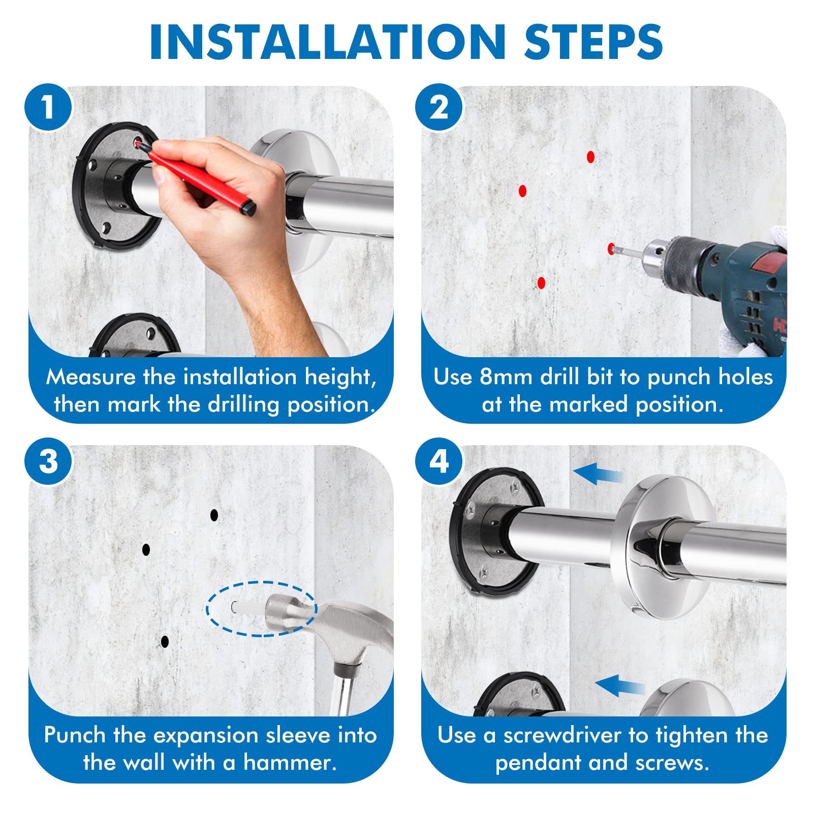 YUCHENGTECH 24IN Stainless Steel Handicap Grab Bar - ADA Compliant Bathroom Safety Rail for Toilet & Shower - Wall Mounted Support Bar for Elderly, Disabled & Pregnant Women (Ideal for Home, Hospital & Assisted Living Facilities)