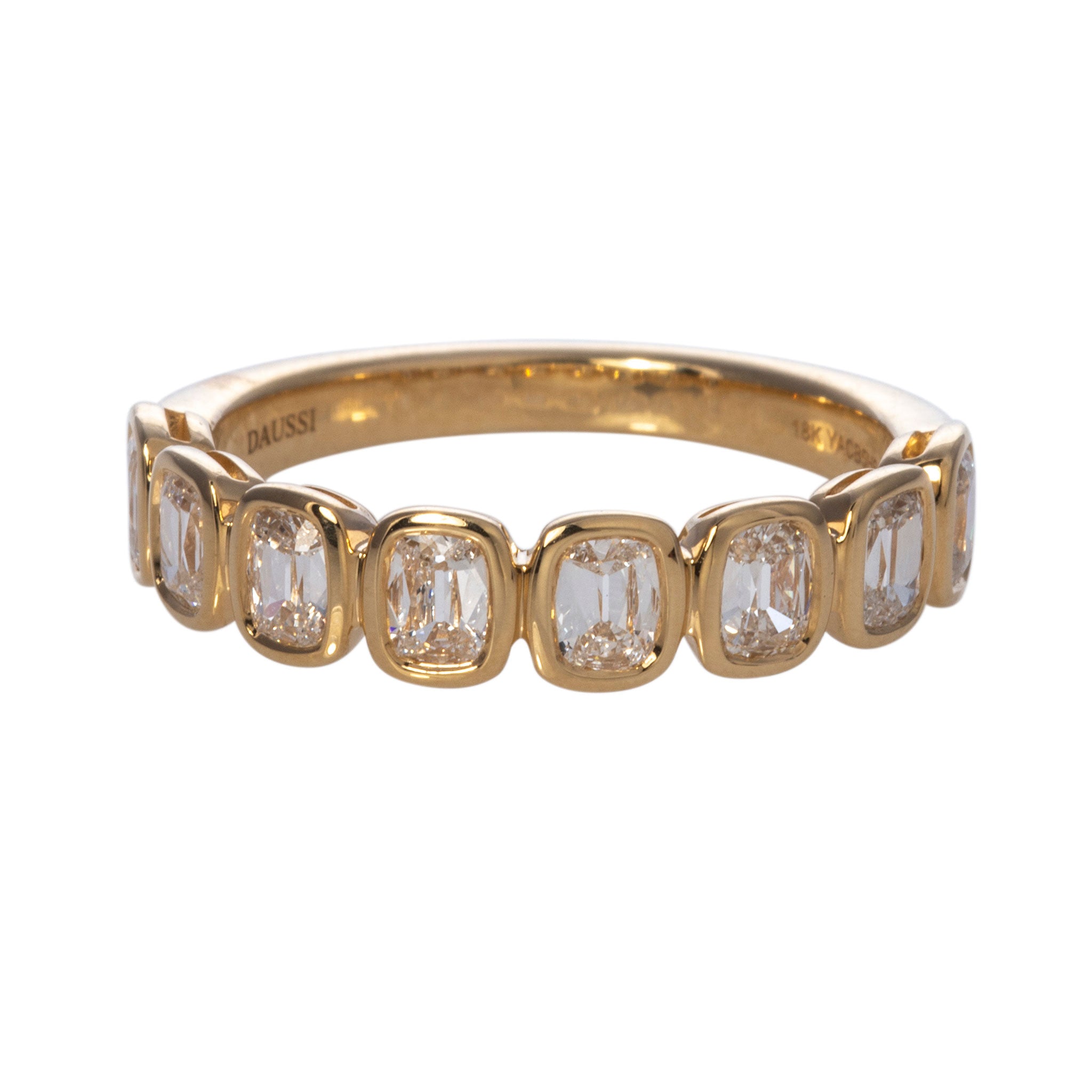 0.87 Carat Cushion Cut Diamond Bezel Set 18K Yellow Gold Half Eternity Band Ring for Women - Perfect for Engagement, Wedding, Anniversary & Special Occasions