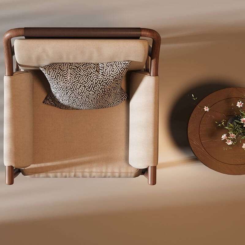 Minimalist Arm Chair with Cushion Back - Cream Upholstered Accent Chair with Removable Slipcover & Pillow - Perfect for Living Room, Bedroom, or Office Decor