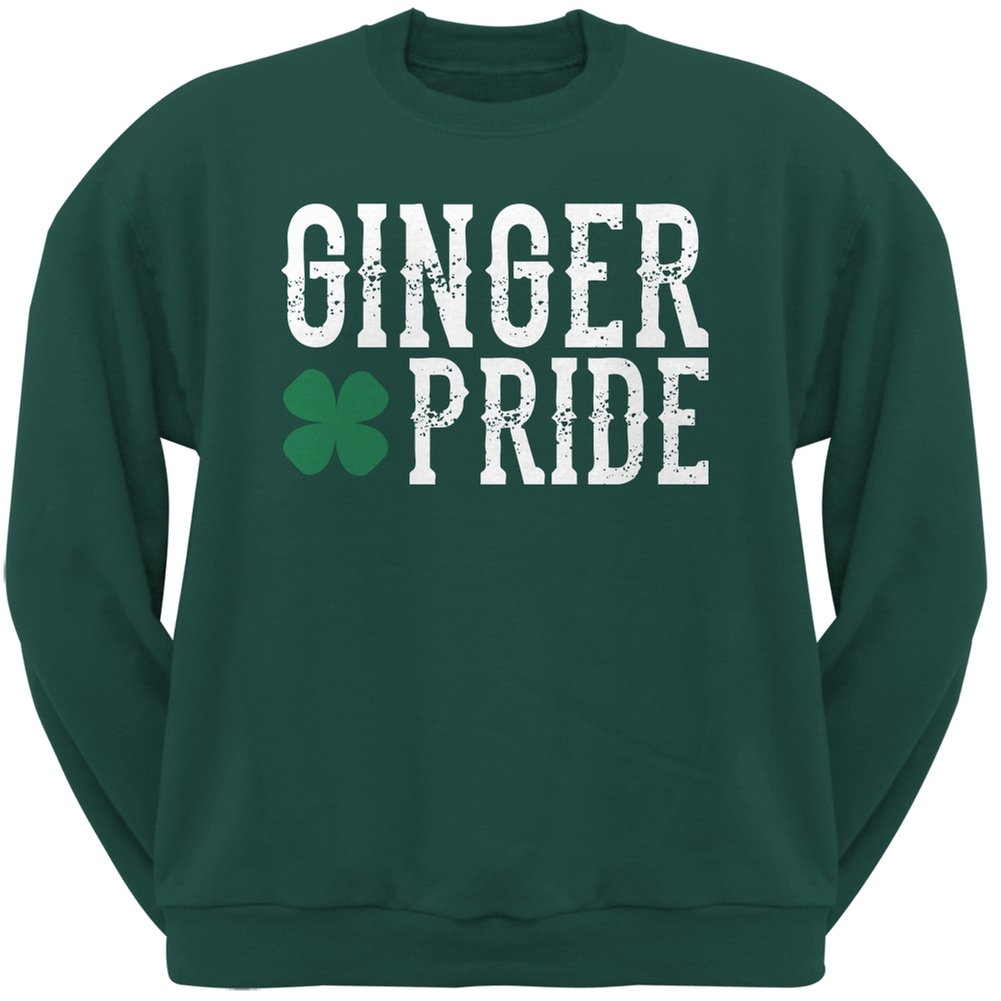 Old Glory St. Patrick's Day Forest Green Adult Sweatshirt - Ginger Pride Pullover Hoodie for Irish Heritage Celebration & Casual Wear