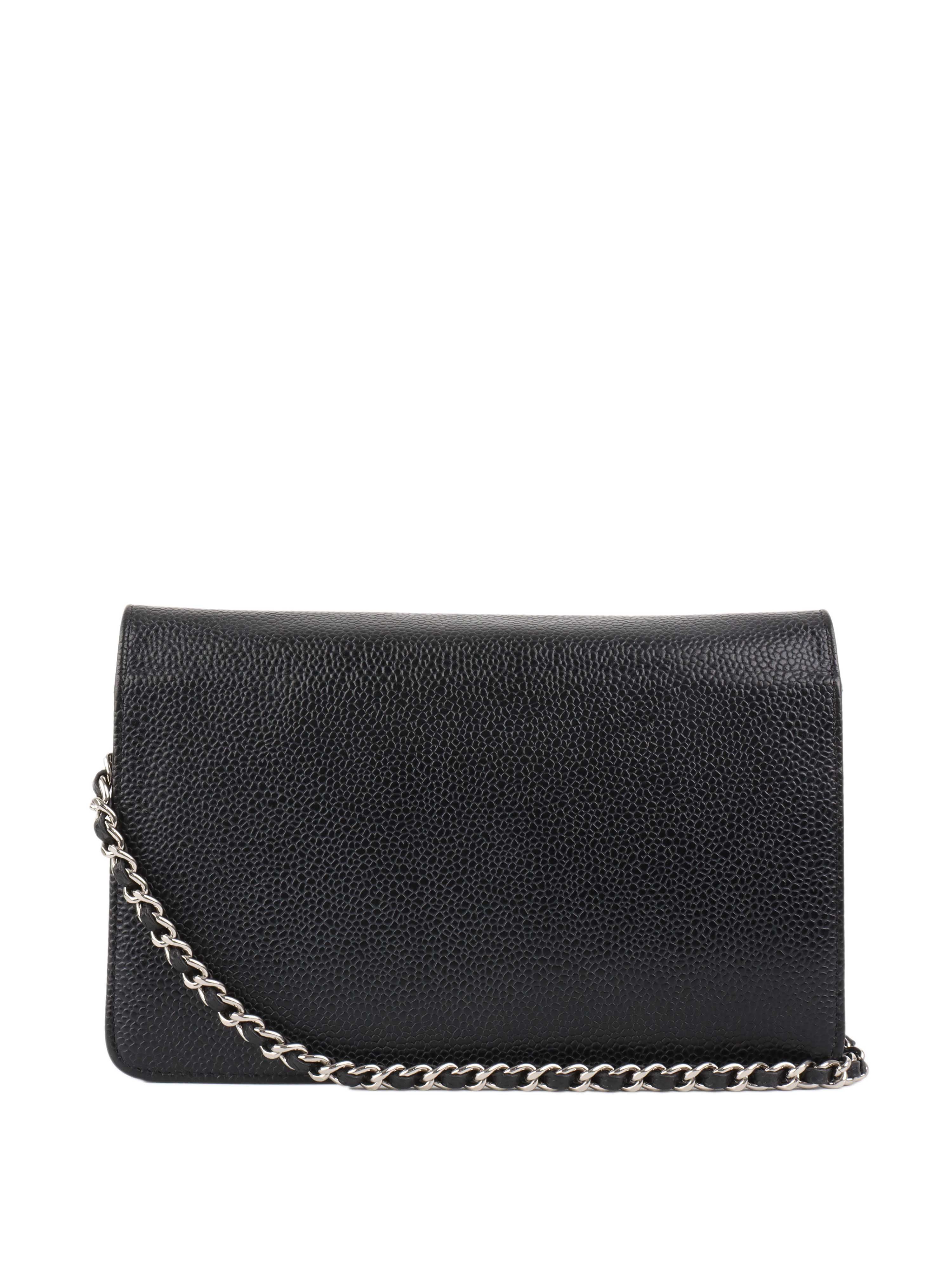 Chanel Black Caviar Leather Wallet on Chain Crossbody Bag for Women - Perfect for Evening Events, Parties & Daily Use