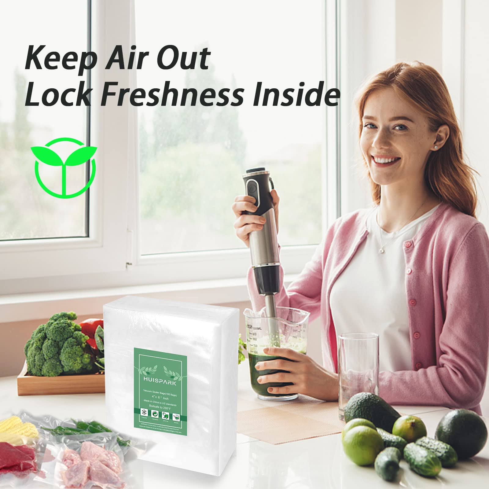**Heavy Duty Vacuum Sealer Bags 4x6 Inch - Commercial Grade Pre-Cut Food Storage Bags, Heat Sealable, Boil-Safe to 280°F, Freezer Safe, Resizable & Reusable (100 Pack) - Perfect for Sous Vide, Meal Prep & Long-Term Food Preservation**