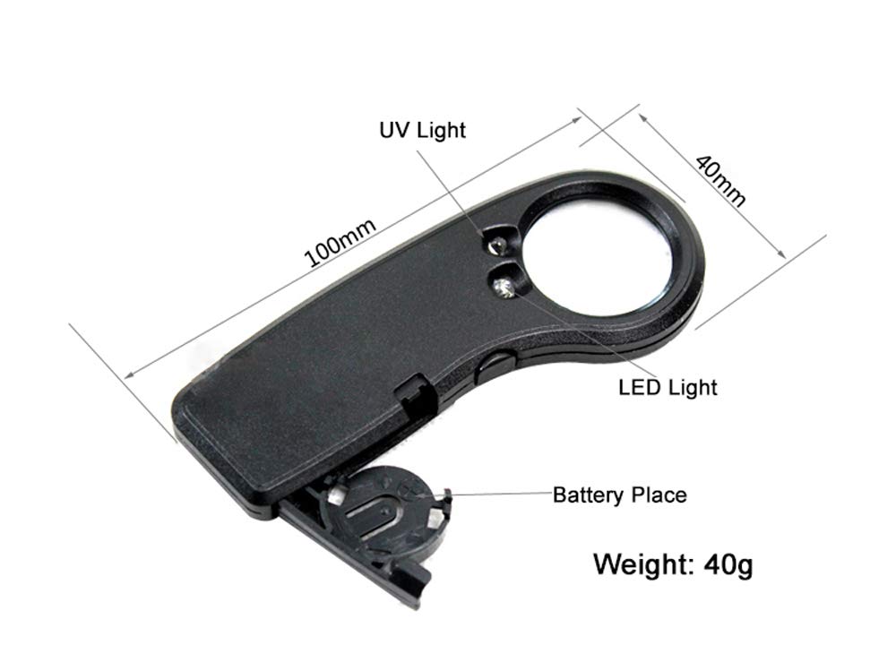 7.5X Handheld Magnifying Glass with LED Light & Currency Detector - Portable Reading Aid for Newspaper, Books, Stamps & Jewelry Inspection (MA-022)