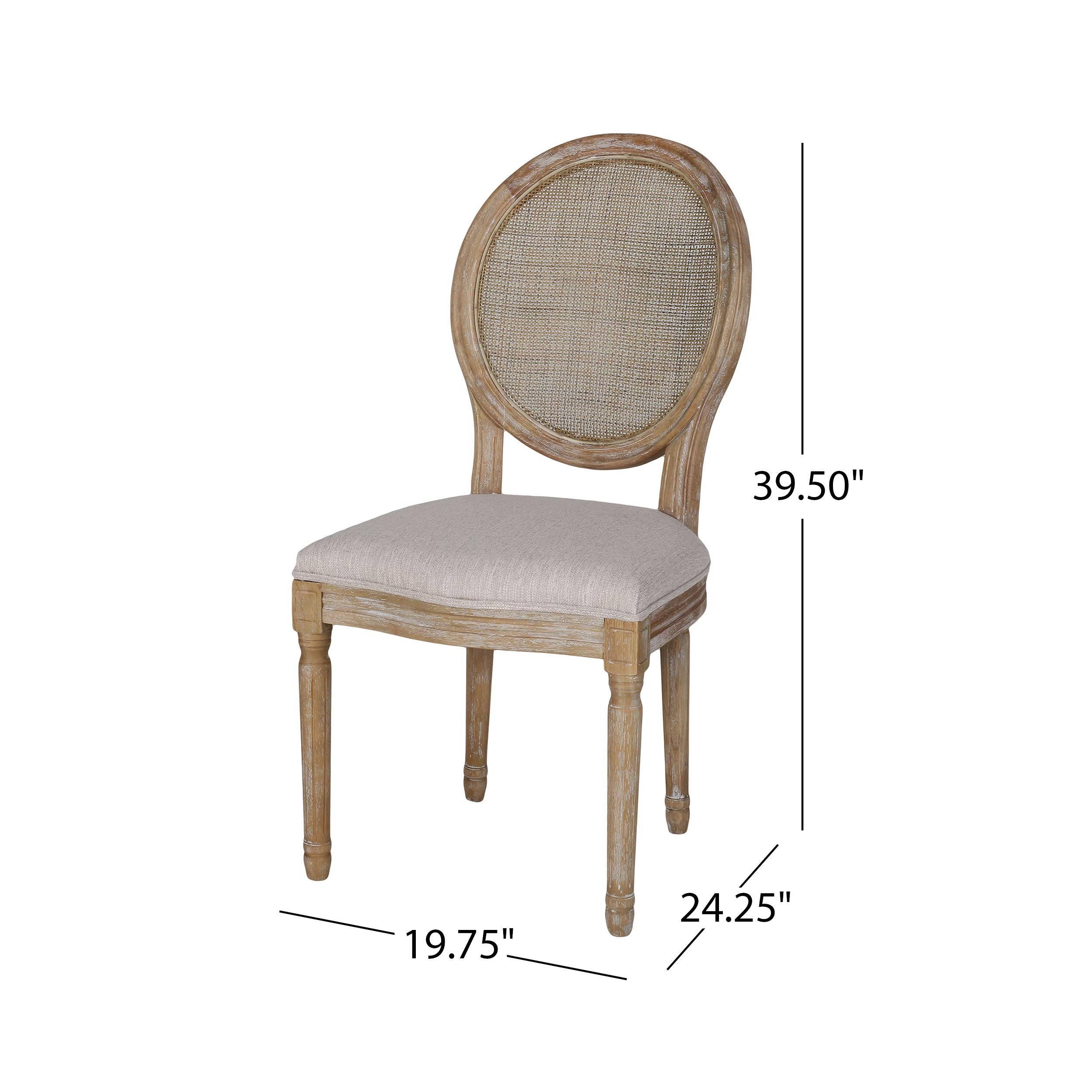 GDFStudio Wooden Dining Chairs with Wicker and Fabric Seating - Set of 2, Beige & Natural - Modern Farmhouse Style for Kitchen, Dining Room, or Breakfast Nook