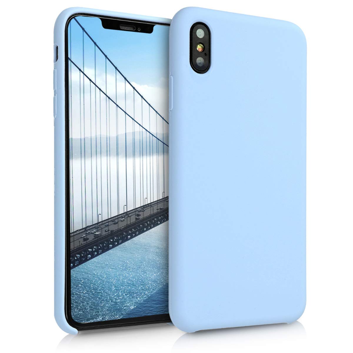 kwmobile Ultra Slim TPU Silicone Case for Apple iPhone Xs Max - Soft Protective Phone Cover - Light Blue - Perfect for Everyday Use & Drop Protection