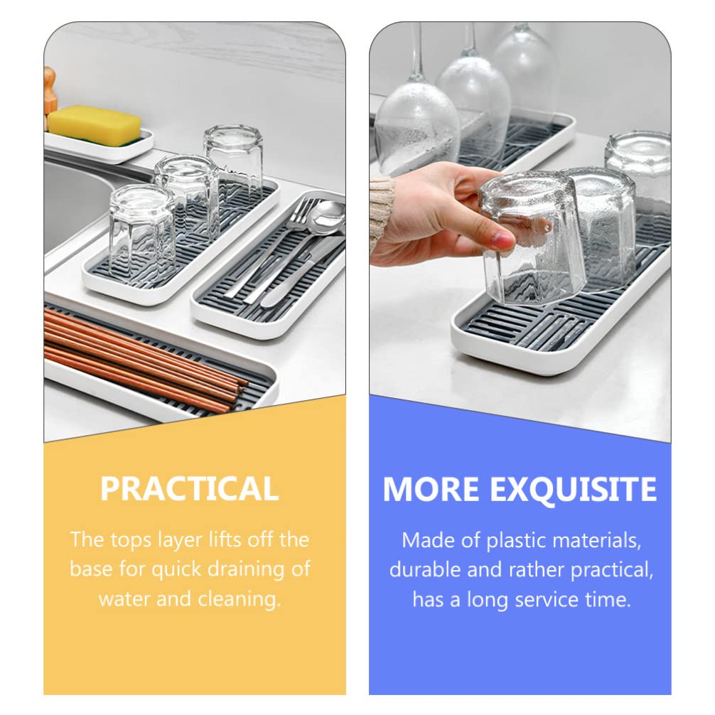 **Plastic Kitchen Drain Pan & Cup Holder - Dish Drying Rack, Sink Tray for Fruits, Vegetables & Cutlery | Space-Saving Organizer for Countertop & Dishwashing**    *(Use Case: Ideal for drying dishes, organizing fruits/vegetables, and keeping kitchen counters clutter-free.)*
