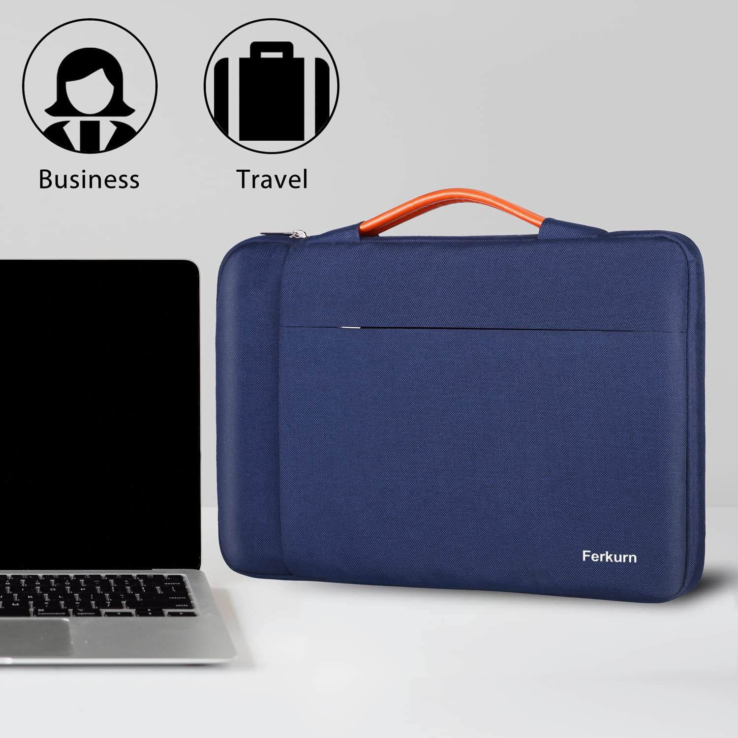 Ferkurn 11.6寸防水笔记本电脑保护套，兼容MacBook Air/Pro、iPad、Surface Pro、Acer、HP、Dell、ASUS、Lenovo，男女通用蓝色笔记本包，适合办公、学习、旅行使用