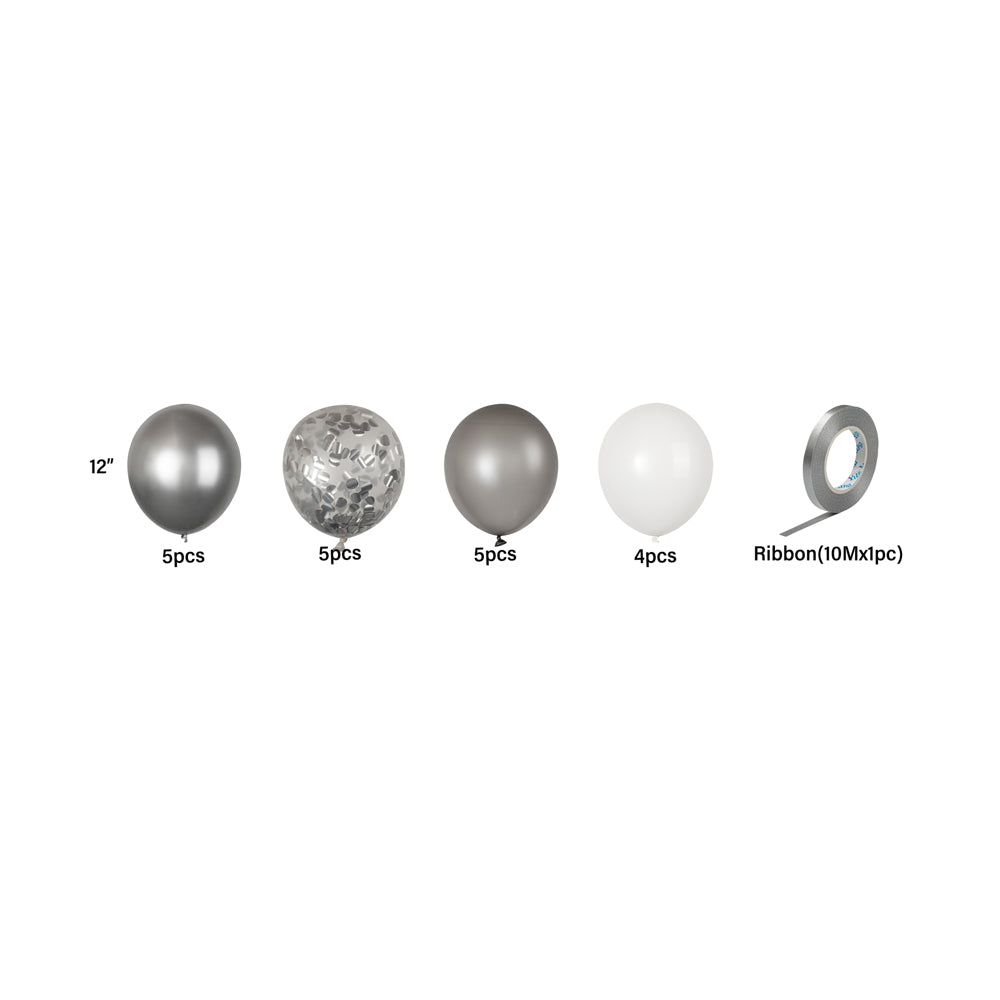 Balloonify Silver Confetti Balloon Set - 20 Pieces Party Balloons for Birthday, Wedding & Baby Shower Decorations - 1 Count Box