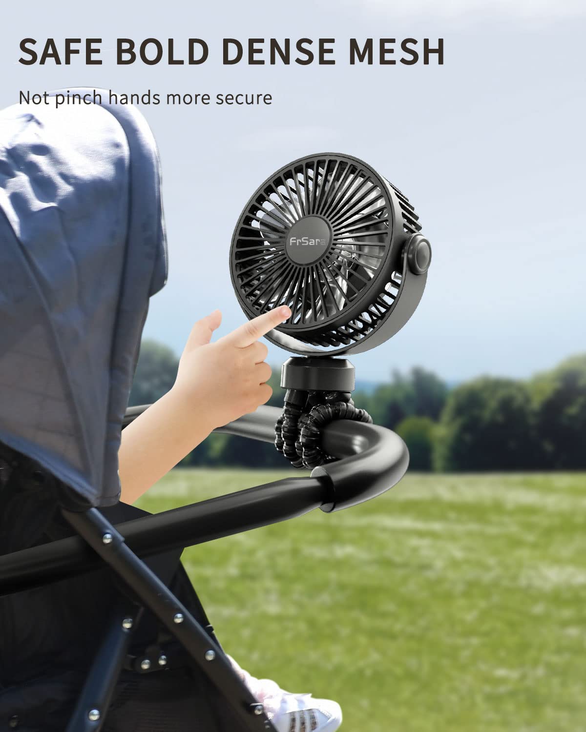 Portable Baby Stroller Fan with 4000mAh Battery - 3-Speed Adjustable, Quiet & Safe Clip-On Fan for Strollers, Car Seats, Desks, Bicycles & Camping - Perfect for Travel, Outdoor Activities & Nursery Use