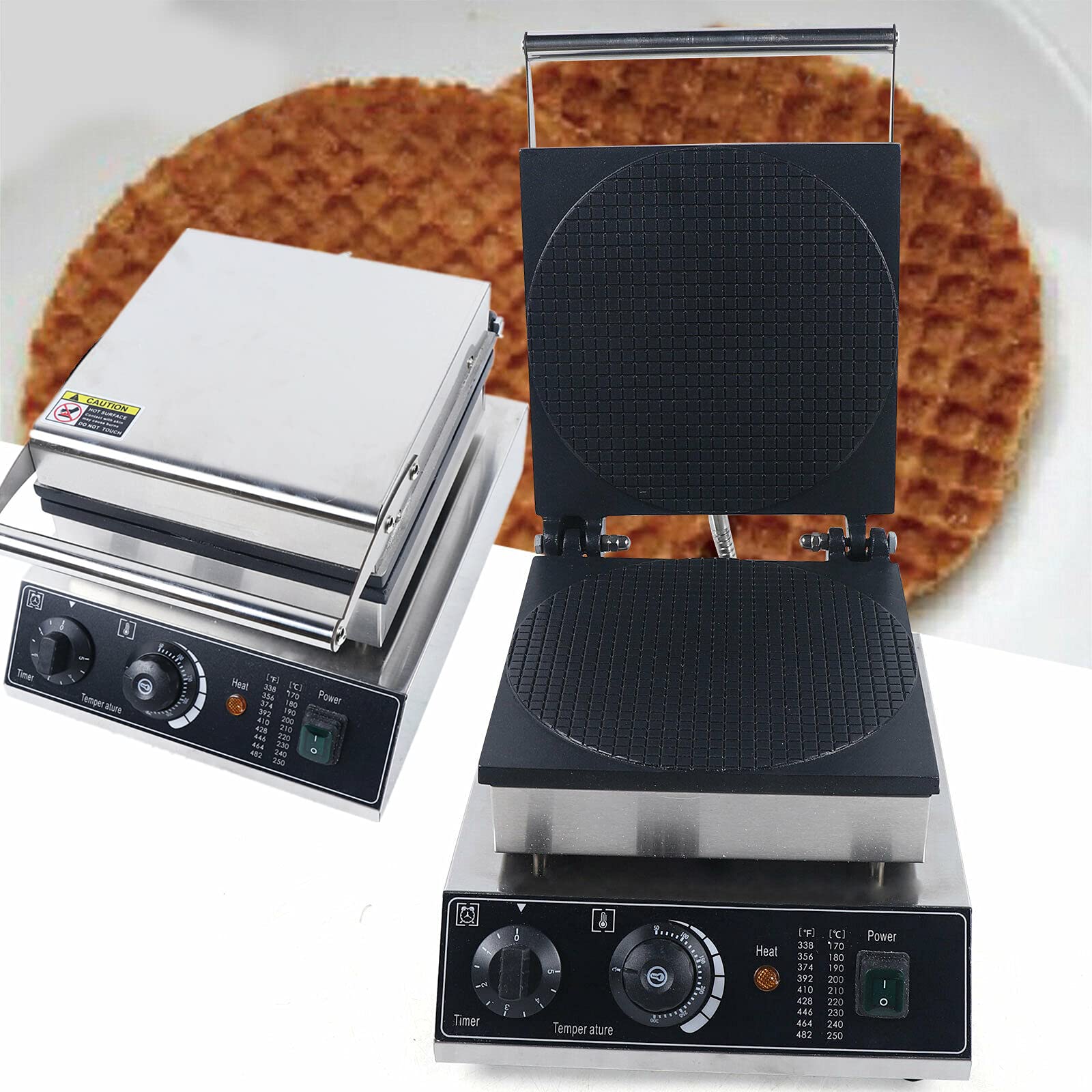 1500W Commercial Waffle Maker - Electric Dutch Waffle Iron with Nonstick Coating - Professional Bakery & Restaurant Waffle Machine - Quick 5-Minute Breakfast & Snack Maker for Home, Cafe, or Food Truck (110V) - Perfect for Belgian Waffles, Pancakes, and Egg Rolls