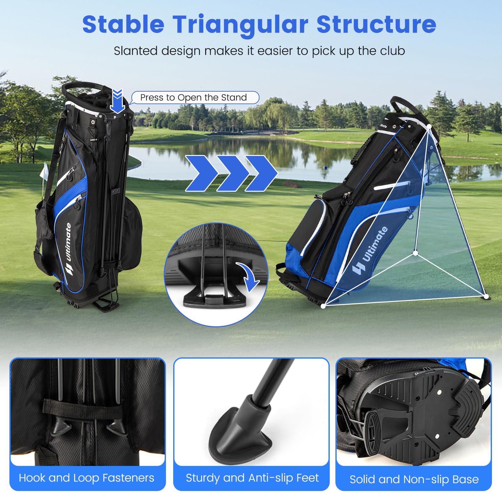 Goplus 14-Way Top Dividers Lightweight Golf Stand Bag with Cooler Pocket - 6 Zippered Pockets, Dual Shoulder Straps & Rain Hood - Portable Golf Bag for Men & Women - Perfect for Course Play, Driving Range & Travel